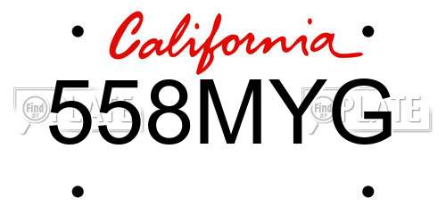 558MYG California License Plate