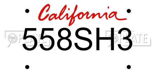 558SH3 California License Plate