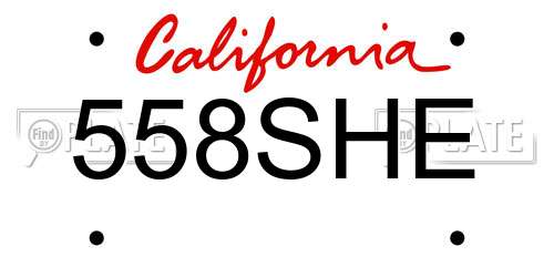 558SHE California License Plate