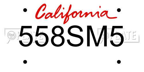 558SM5 California License Plate