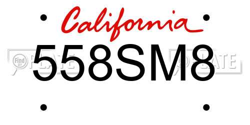 558SM8 California License Plate