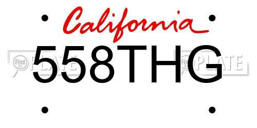 558THG California License Plate