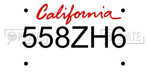 558ZH6 California License Plate