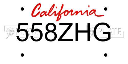 558ZHG California License Plate