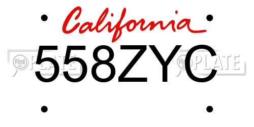 558ZYC California License Plate