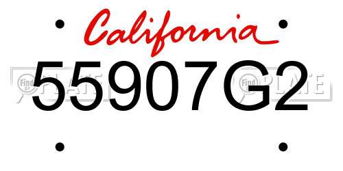 55907G2 California License Plate