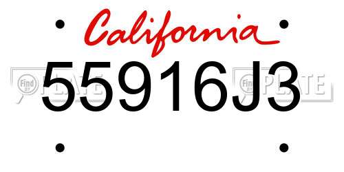 55916J3 California License Plate