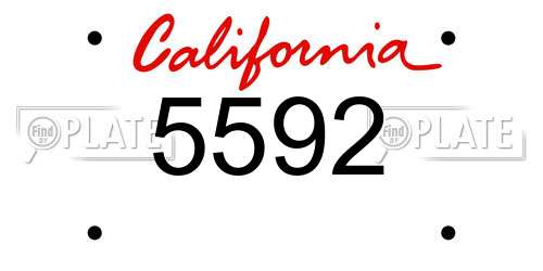 5592 California License Plate
