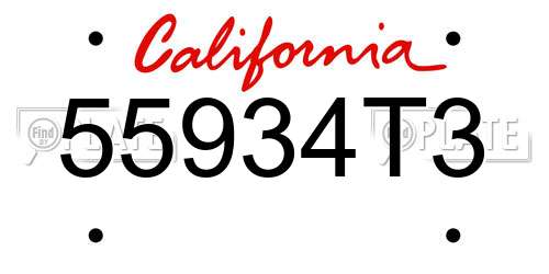 55934T3 California License Plate