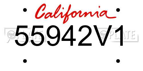 55942V1 California License Plate