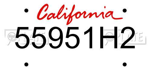 55951H2 California License Plate