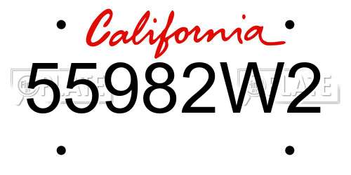 55982W2 California License Plate