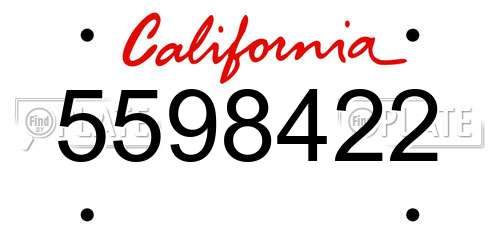 5598422 California License Plate