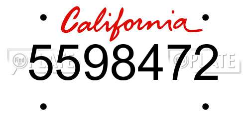 5598472 California License Plate