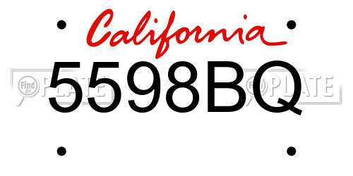 5598BQ California License Plate