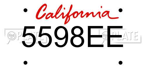 5598EE California License Plate