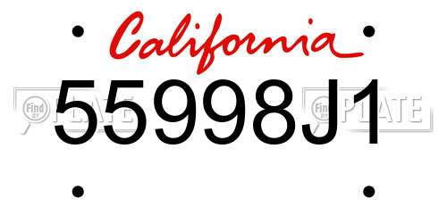 55998J1 California License Plate