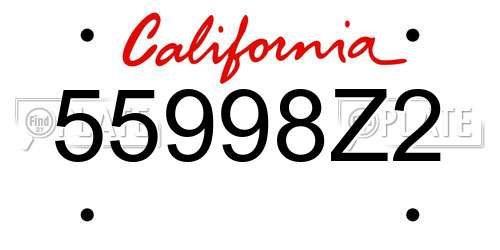 55998Z2 California License Plate