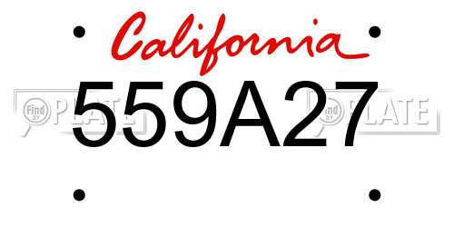 559A27 California License Plate
