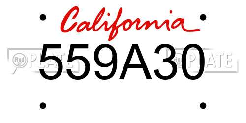 559A30 California License Plate