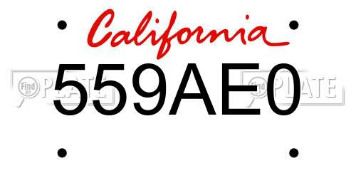 559AE0 California License Plate