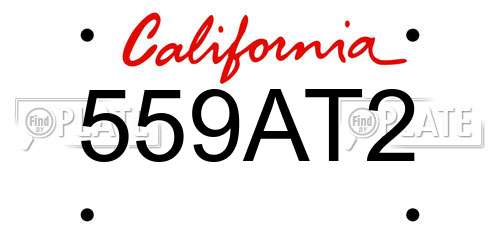 559AT2 California License Plate