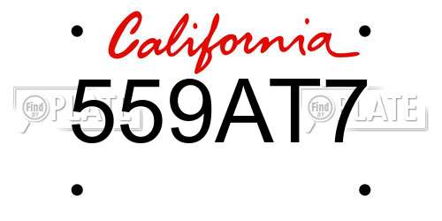 559AT7 California License Plate
