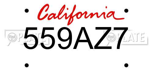 559AZ7 California License Plate