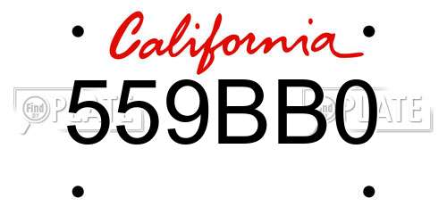 559BB0 California License Plate