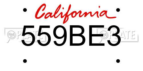559BE3 California License Plate