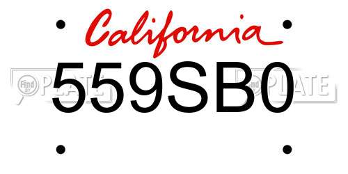 559SB0 California License Plate
