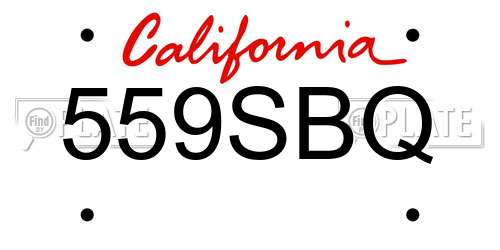 559SBQ California License Plate