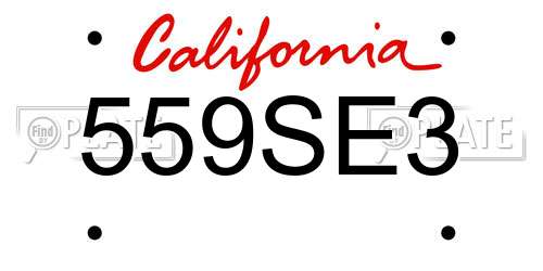559SE3 California License Plate