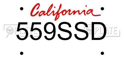 559SSD California License Plate