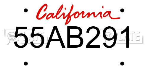 55AB291 California License Plate