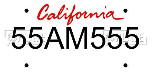 55AM555 California License Plate