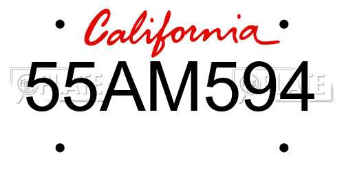 55AM594 California License Plate