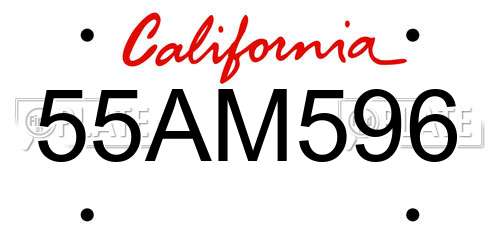 55AM596 California License Plate