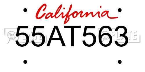 55AT563 California License Plate