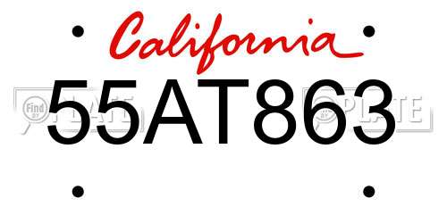 55AT863 California License Plate