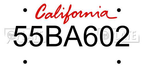 55BA602 California License Plate