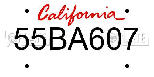 55BA607 California License Plate