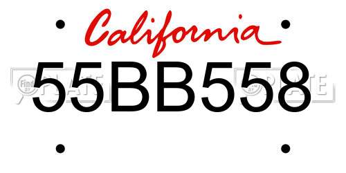 55BB558 California License Plate