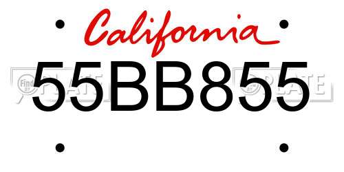 55BB855 California License Plate