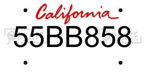 55BB858 California License Plate