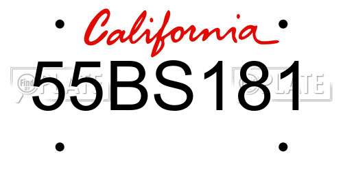 55BS181 California License Plate