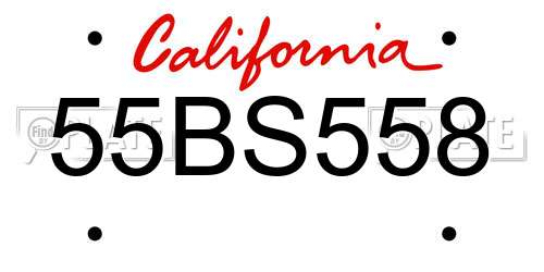 55BS558 California License Plate