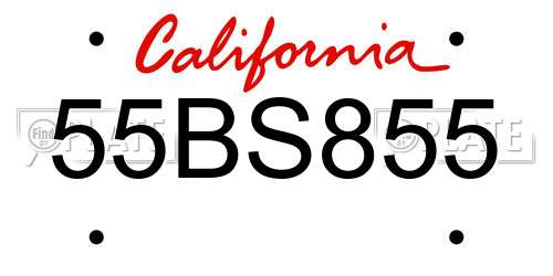 55BS855 California License Plate