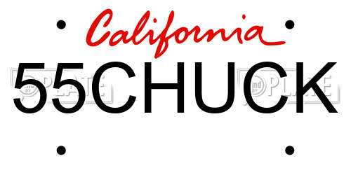 55CHUCK California License Plate