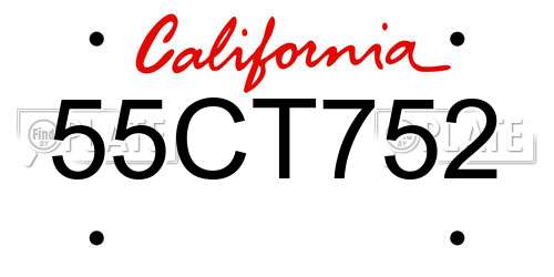 55CT752 California License Plate